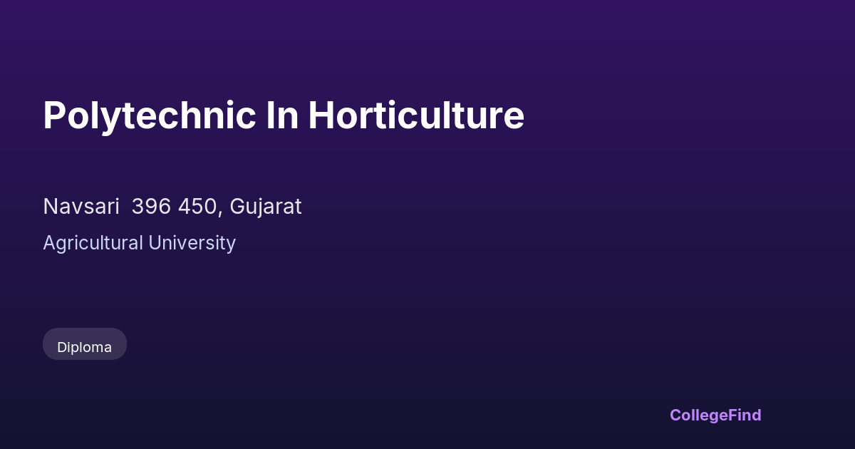 polytechnic in horticulture