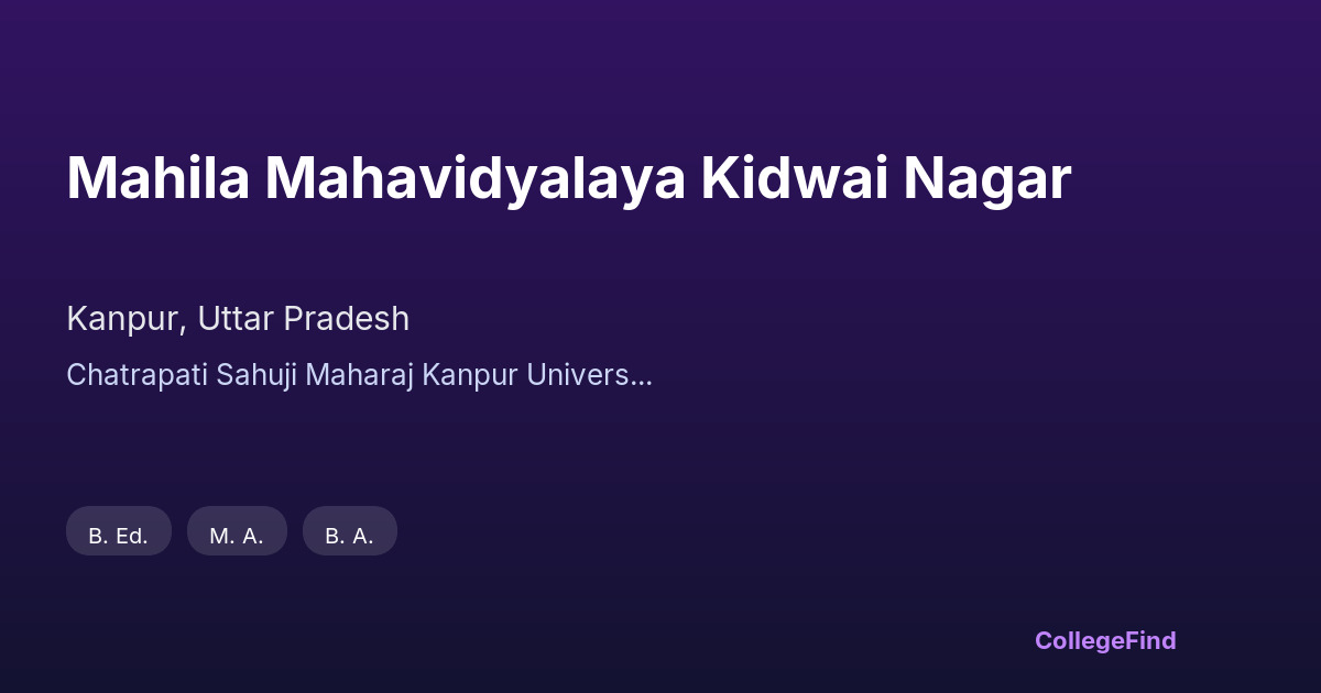mahila mahavidyalaya kidwai nagar