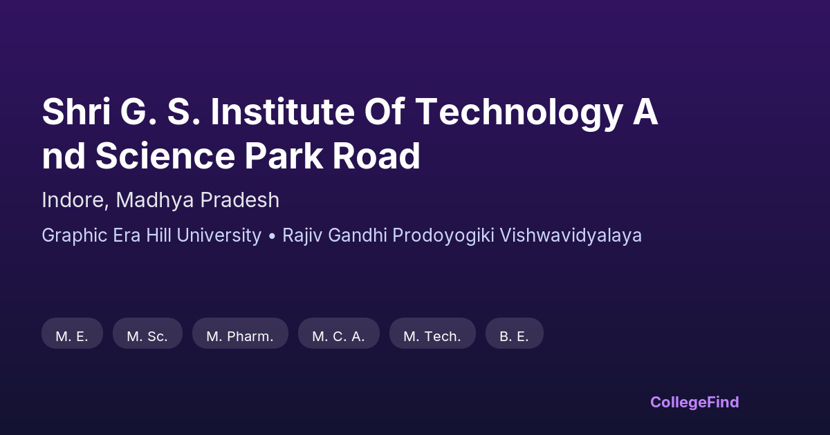 shri g. s. institute of technology and science park road