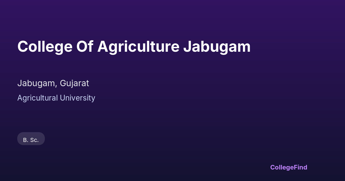 college of agriculture jabugam