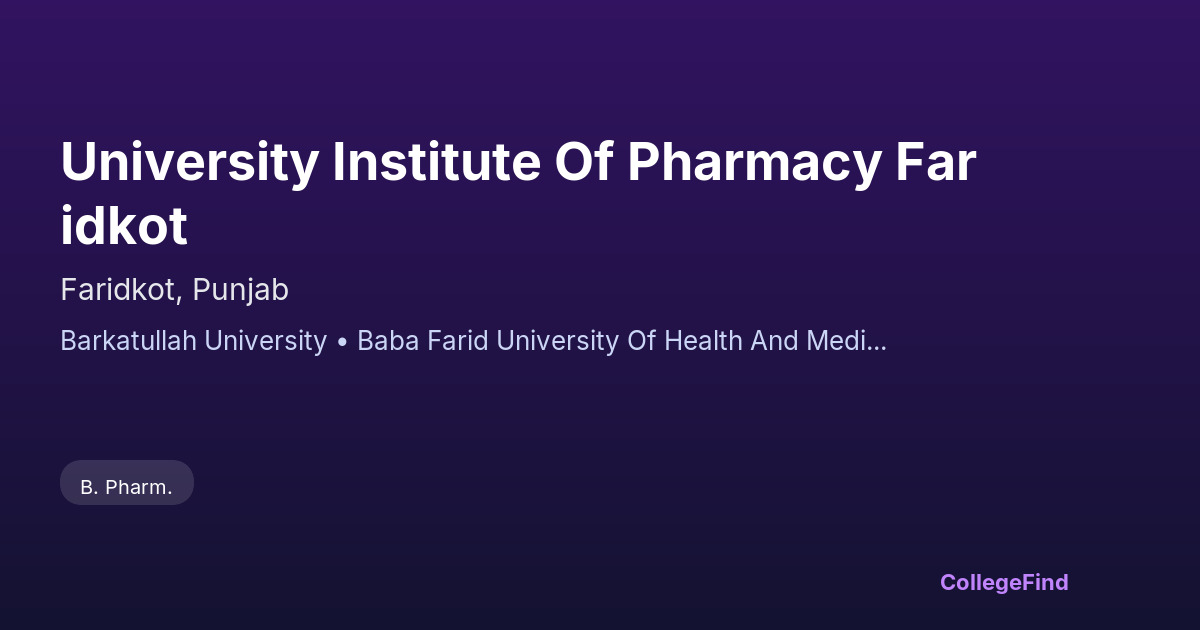 university institute of pharmacy faridkot
