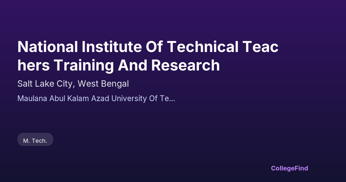 national institute of technical teachers training and research
