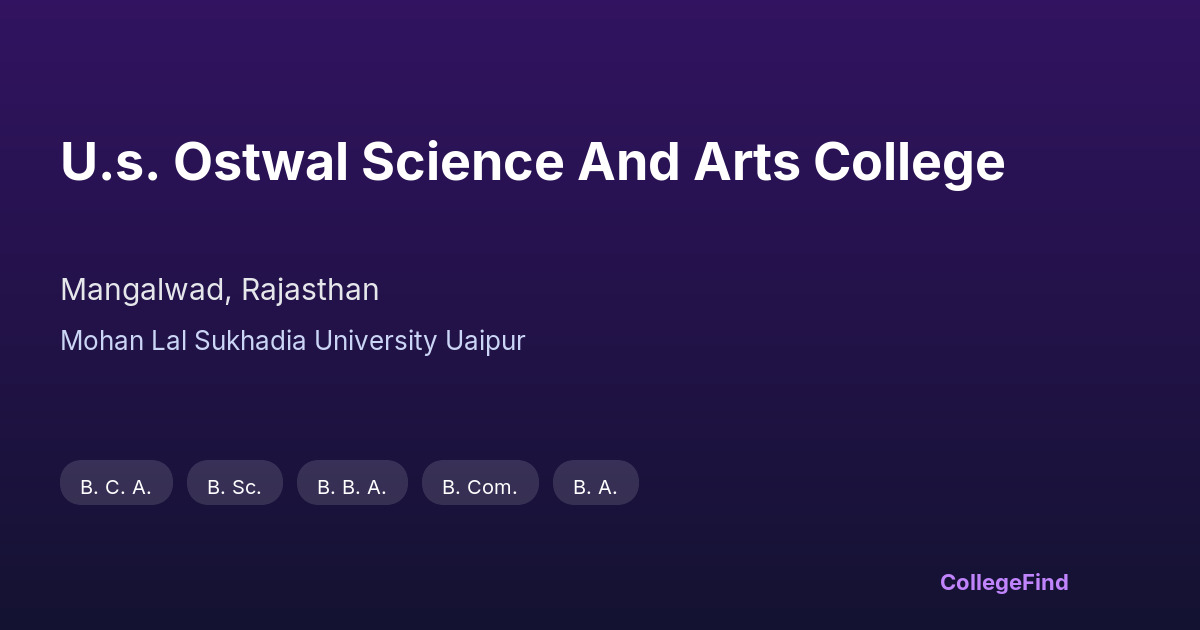 u.s. ostwal science and arts college