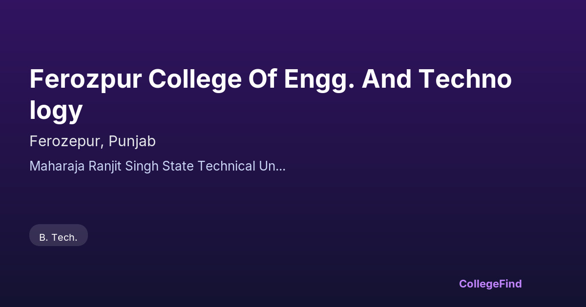 ferozpur college of engg. and technology