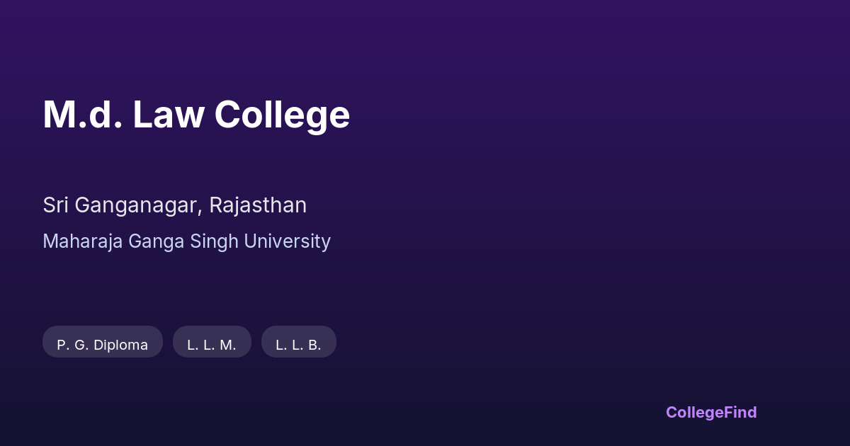 m.d. law college