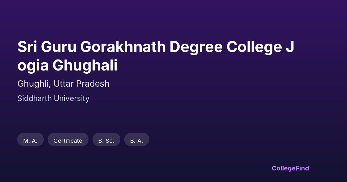 sri guru gorakhnath degree college jogia ghughali
