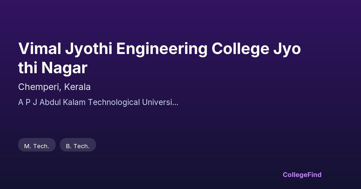 vimal jyothi engineering college jyothi nagar