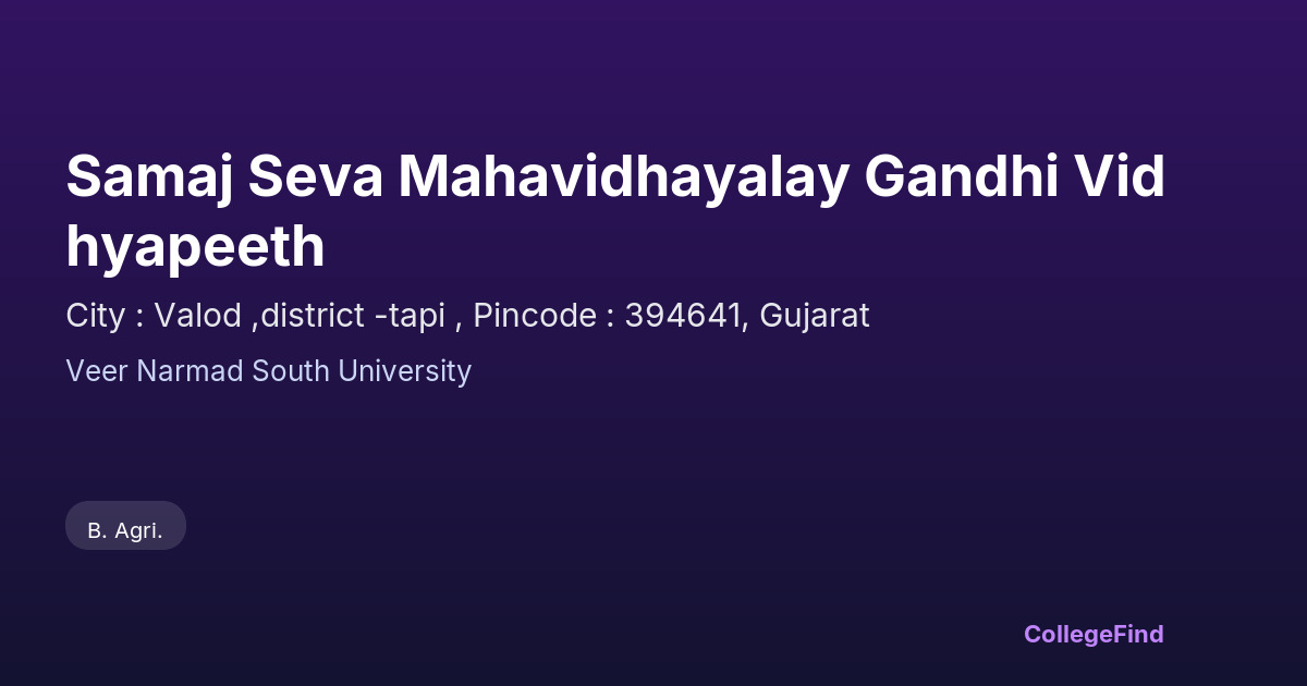 samaj seva mahavidhayalay gandhi vidhyapeeth
