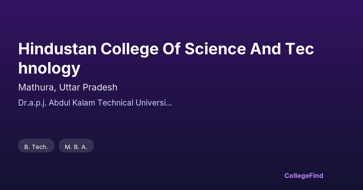 hindustan college of science and technology