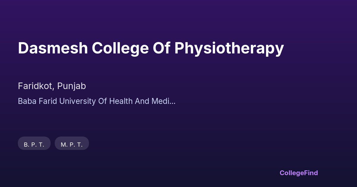 dasmesh college of physiotherapy