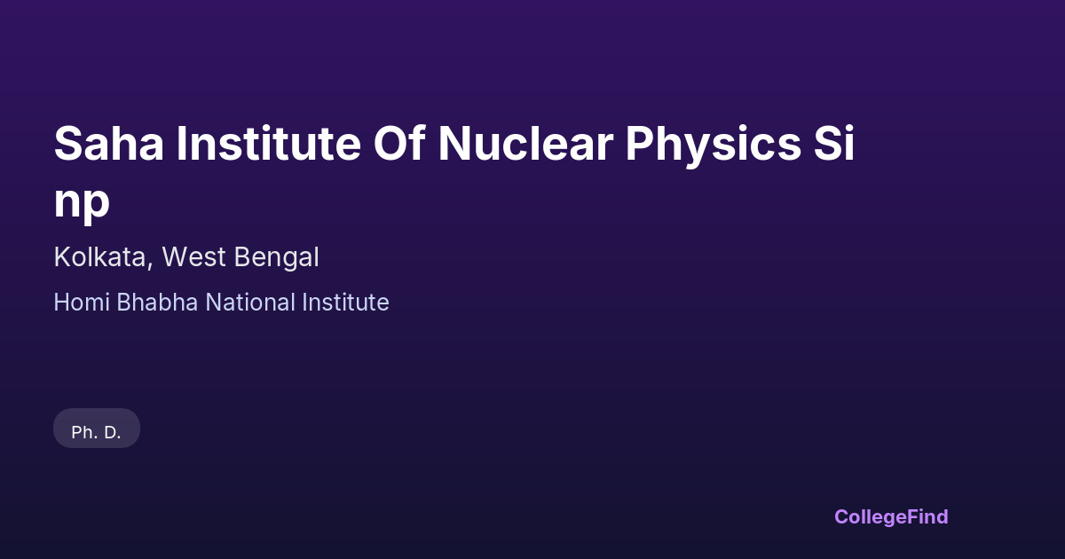 saha institute of nuclear physics sinp