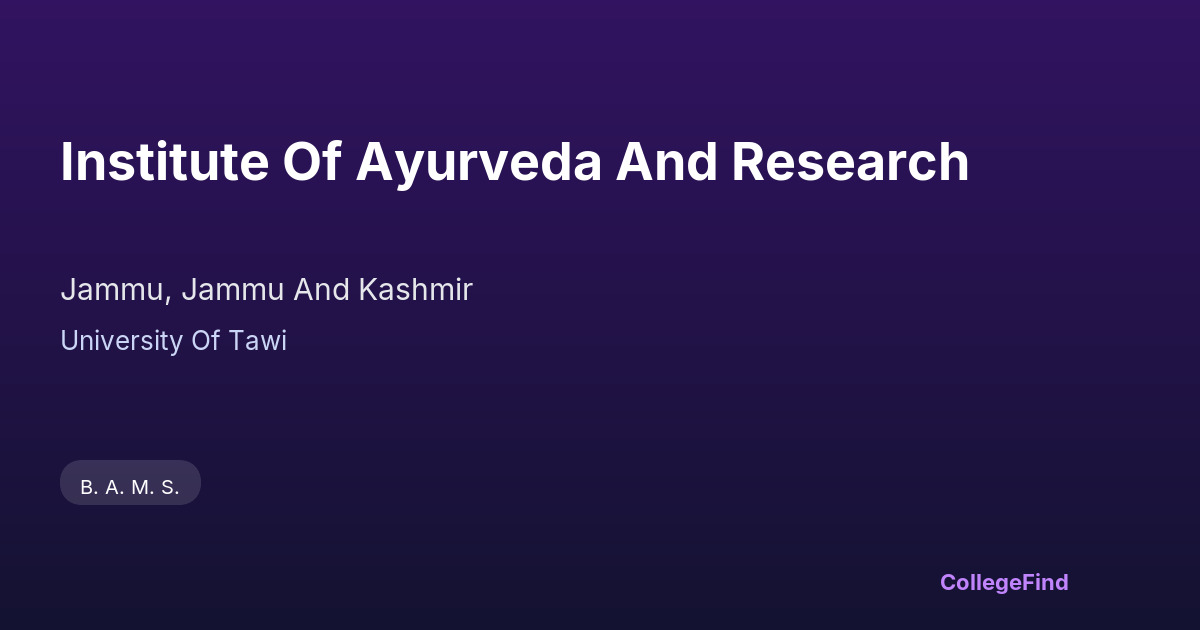 institute of ayurveda and research