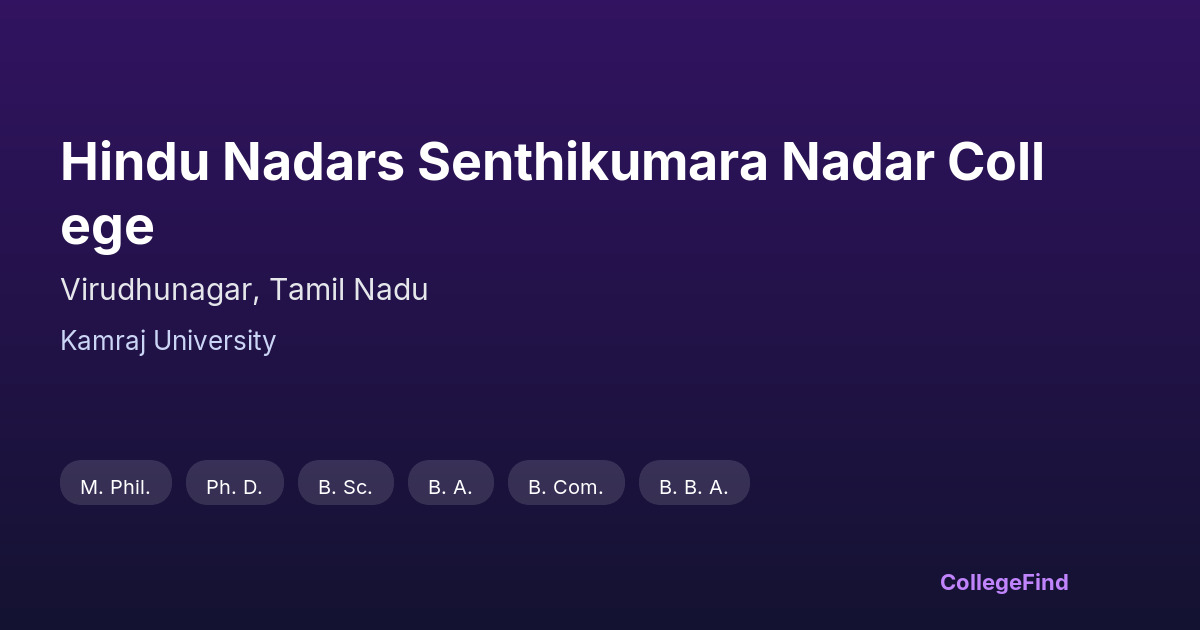 hindu nadars senthikumara nadar college
