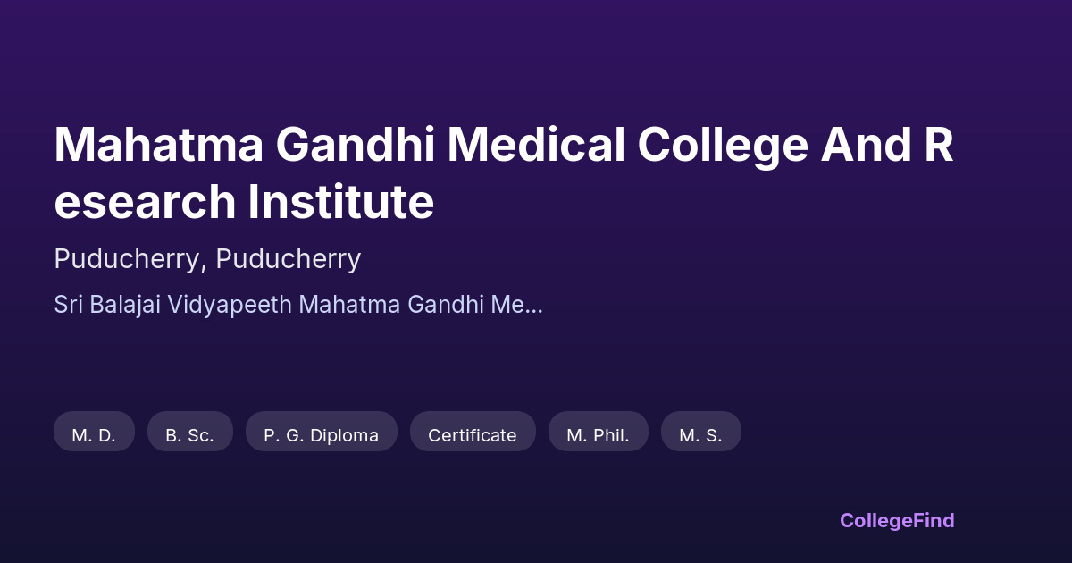 mahatma gandhi medical college and research institute