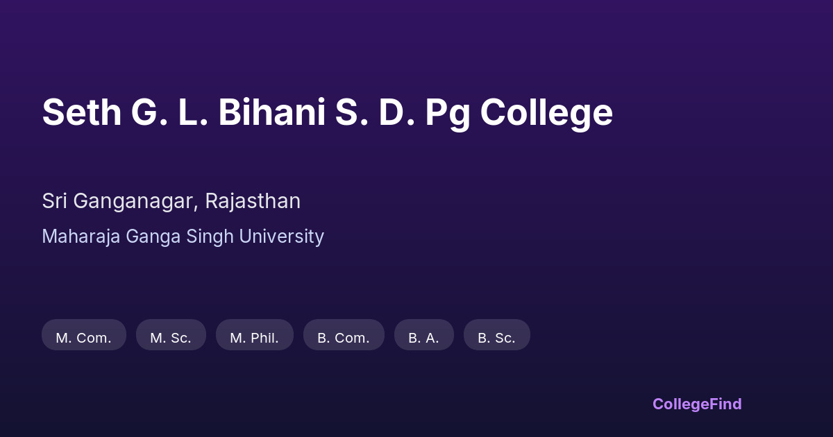 seth g. l. bihani s. d. pg college