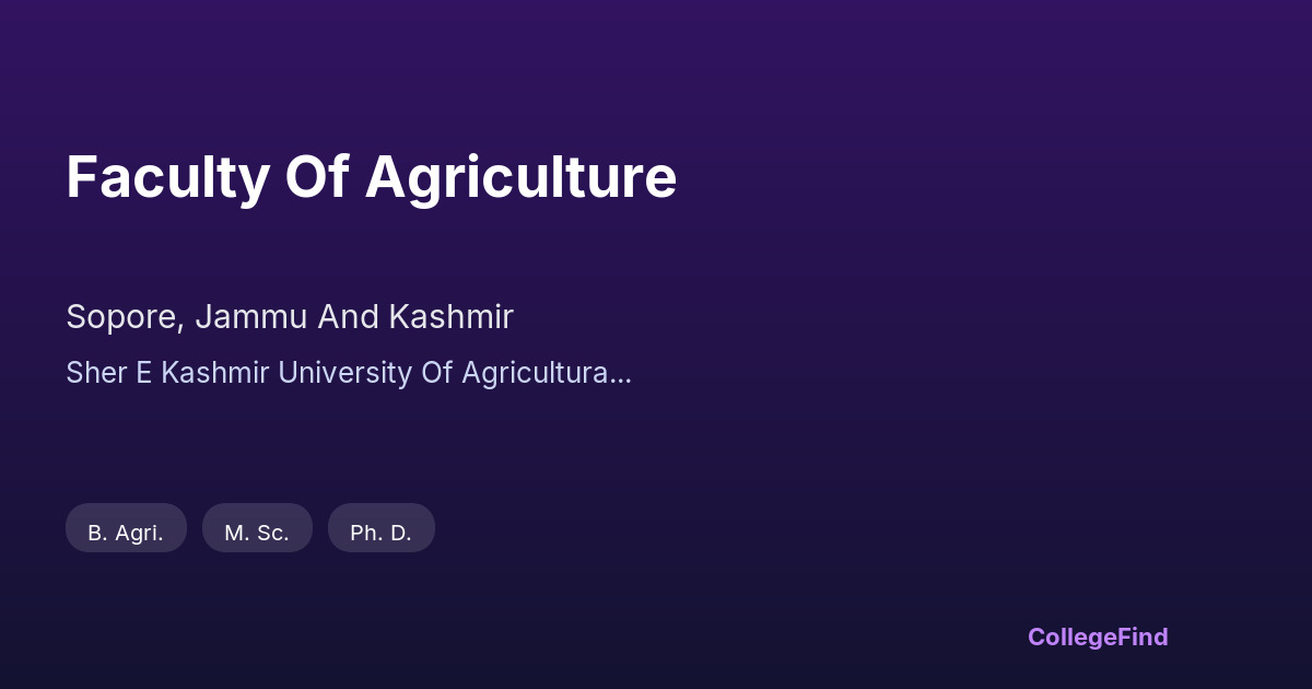 faculty of agriculture