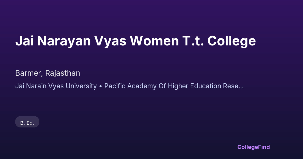 jai narayan vyas women t.t. college
