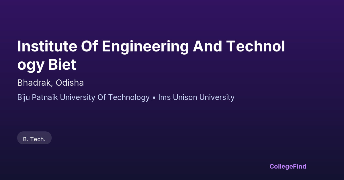 institute of engineering and technology biet