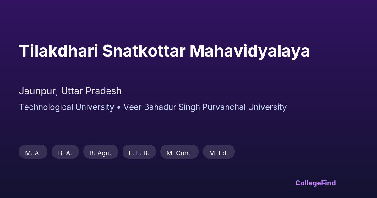 tilakdhari snatkottar mahavidyalaya