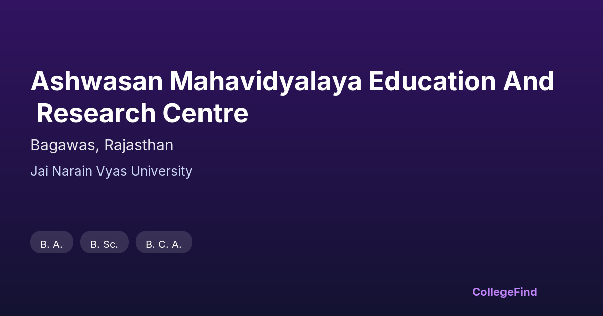 ashwasan mahavidyalaya education and research centre