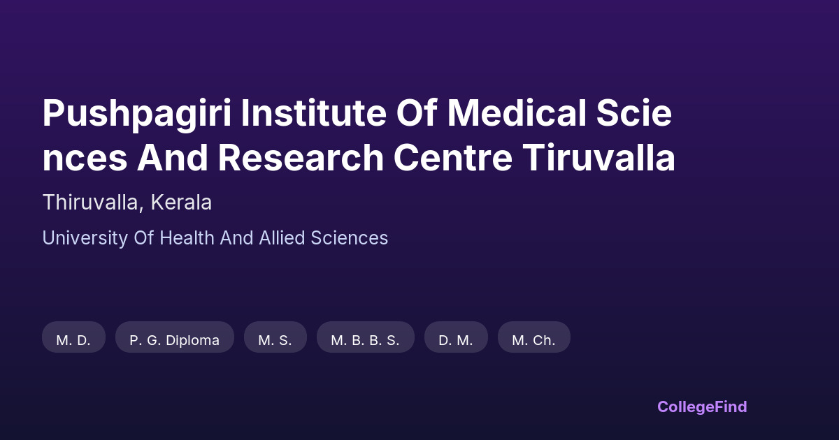 pushpagiri institute of medical sciences and research centre tiruvalla