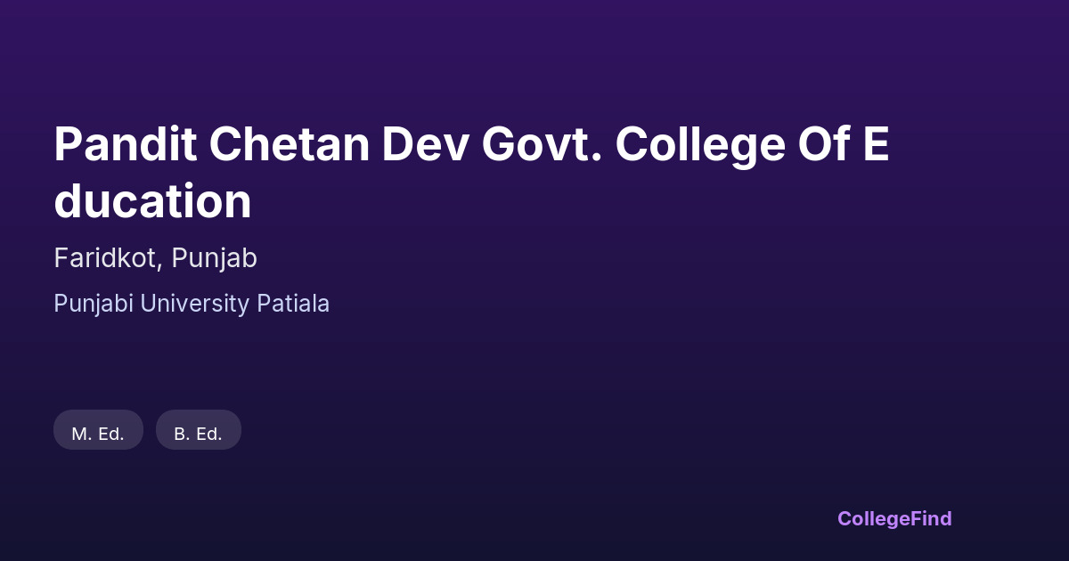 pandit chetan dev govt. college of education