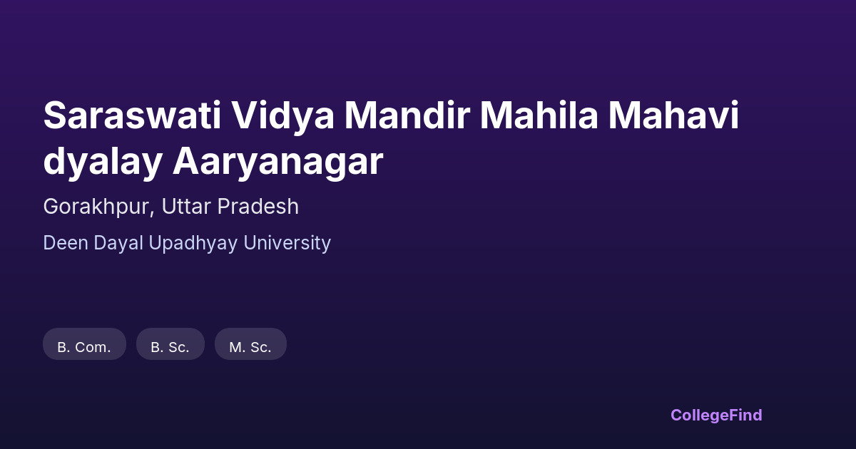 saraswati vidya mandir mahila mahavidyalay aaryanagar