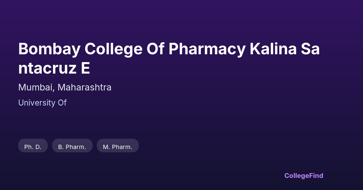 bombay college of pharmacy kalina santacruz e