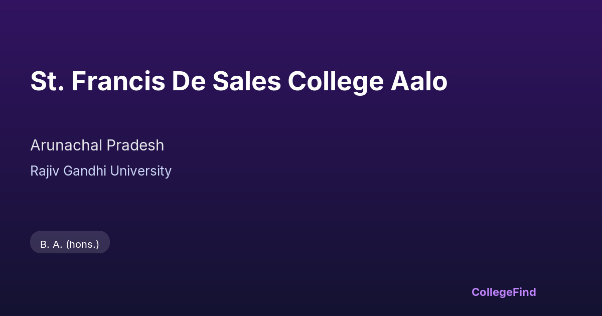 st. francis de sales college aalo
