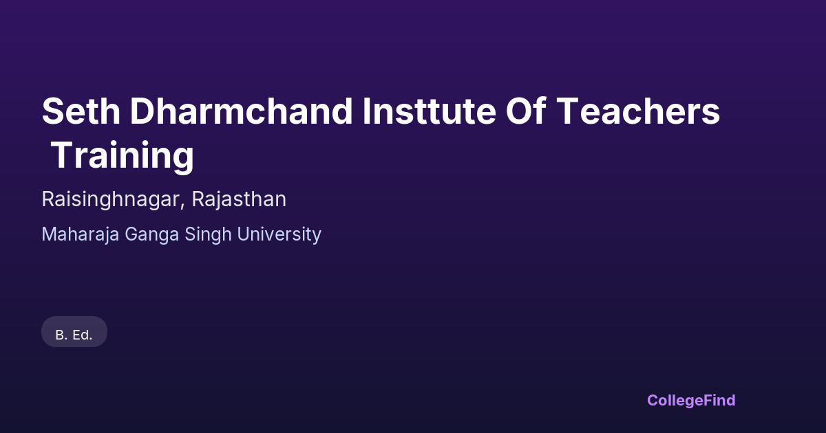 seth dharmchand insttute of teachers training