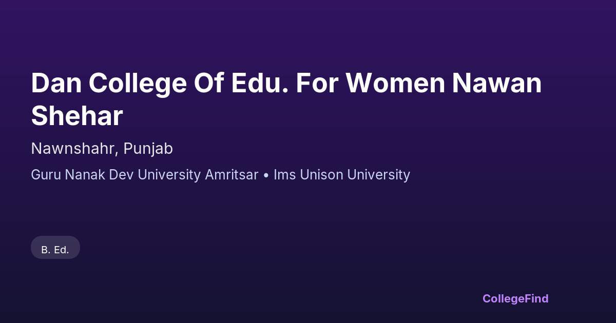 dan college of edu. for women nawan shehar