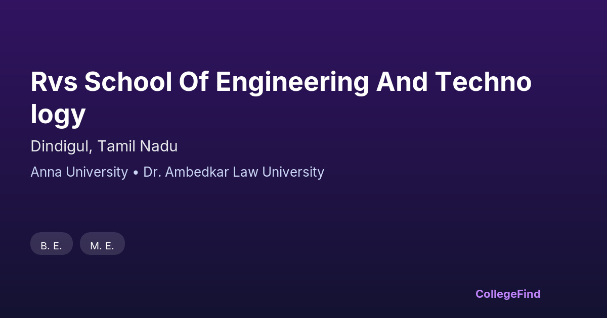 rvs school of engineering and technology