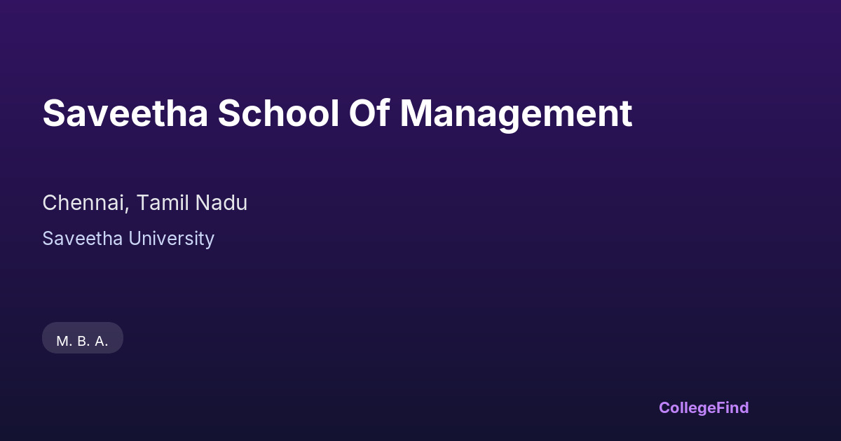 saveetha school of management
