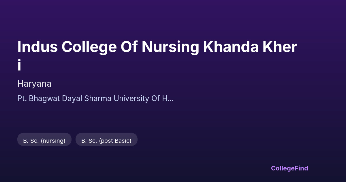 indus college of nursing khanda kheri