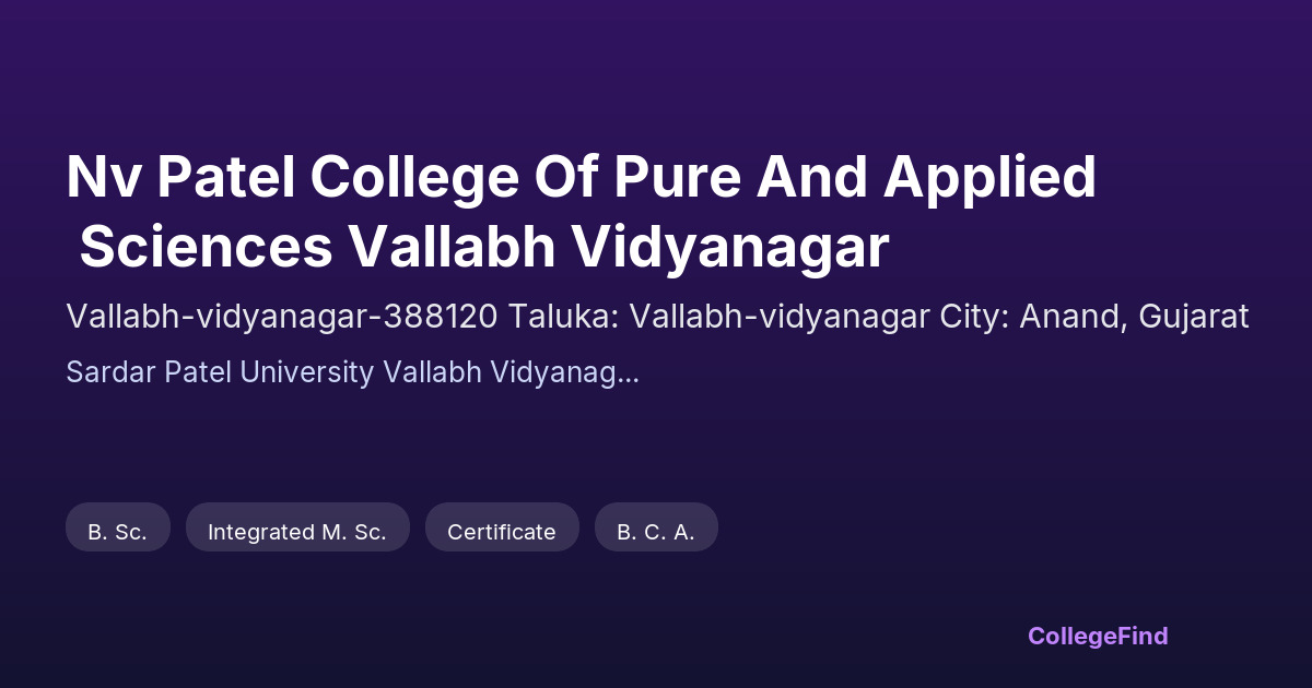 nv patel college of pure and applied sciences vallabh vidyanagar