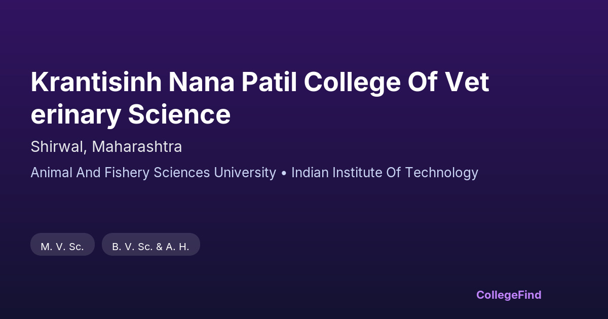 krantisinh nana patil college of veterinary science