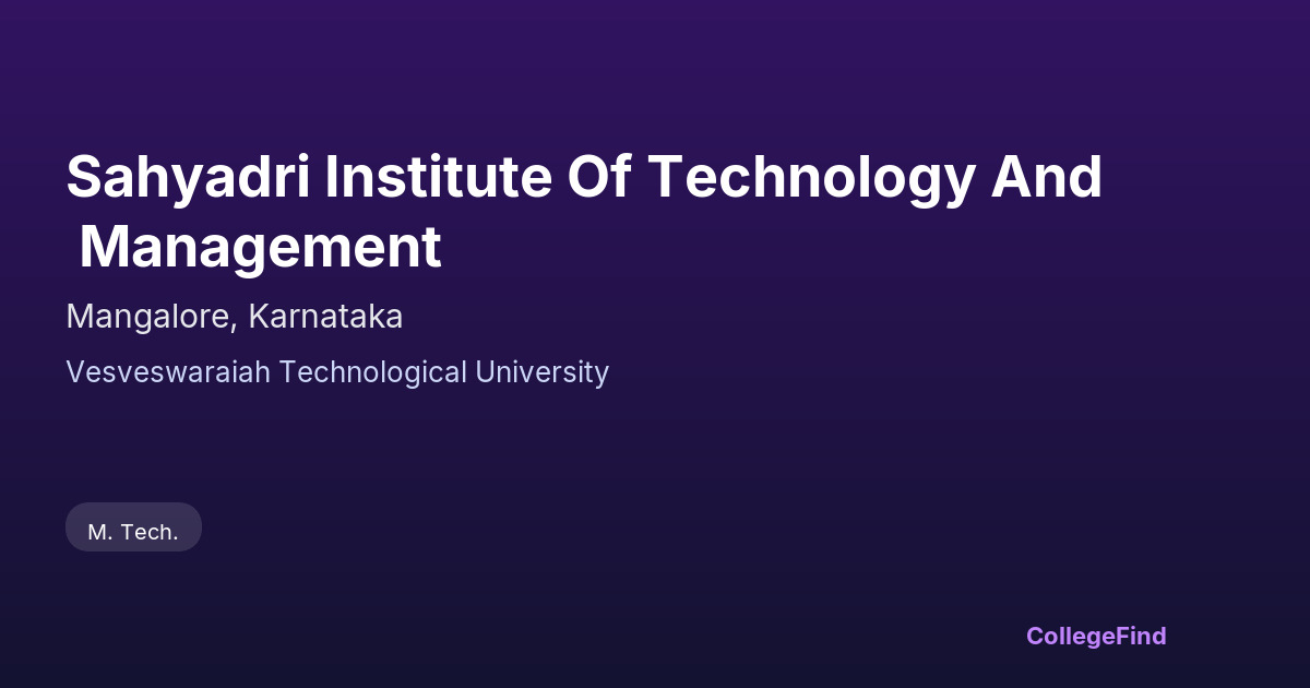 sahyadri institute of technology and management