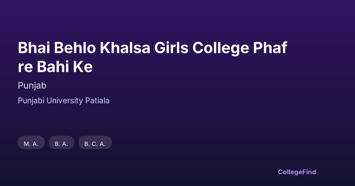 bhai behlo khalsa girls college phafre bahi ke