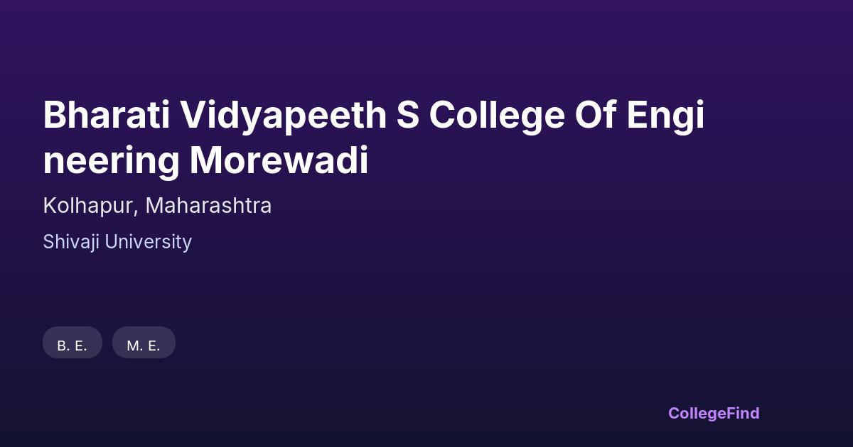 bharati vidyapeeth s college of engineering morewadi