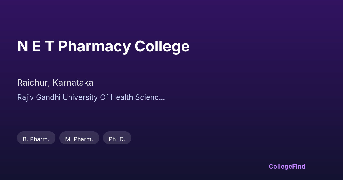 n e t pharmacy college