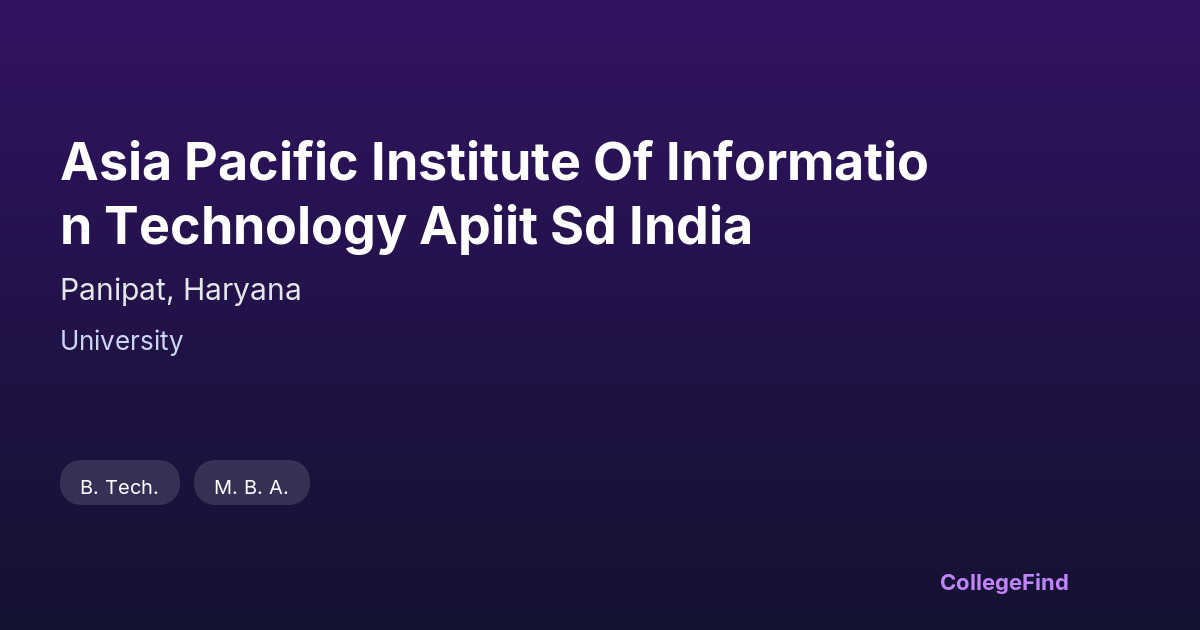 asia pacific institute of information technology apiit sd india