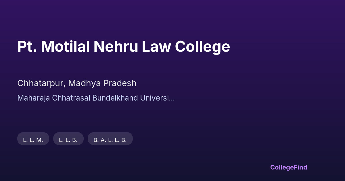 pt. motilal nehru law college