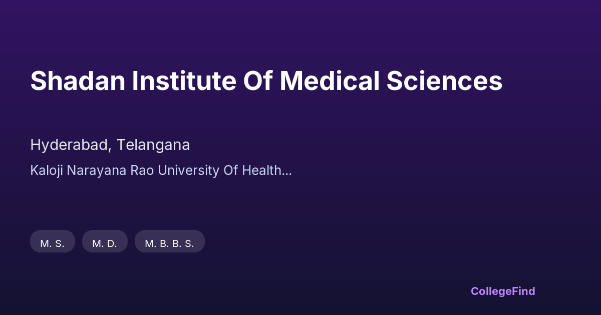 shadan institute of medical sciences
