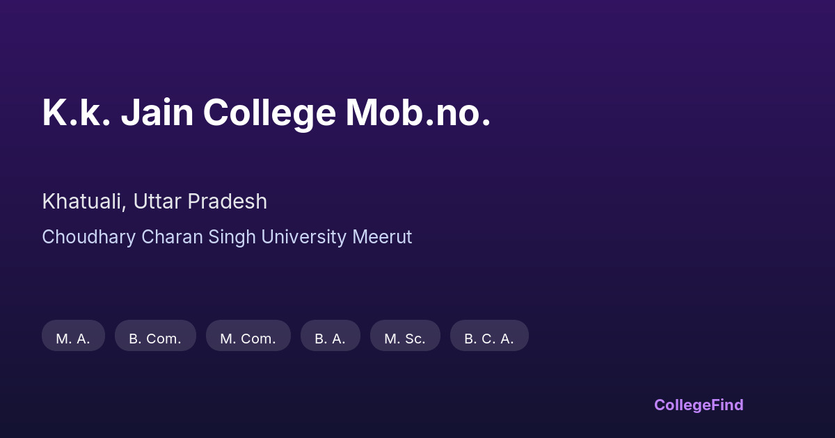 k.k. jain college mob.no.