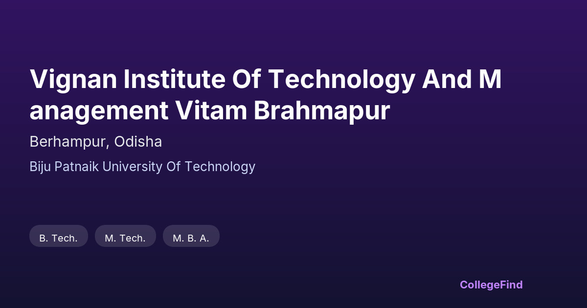vignan institute of technology and management vitam brahmapur