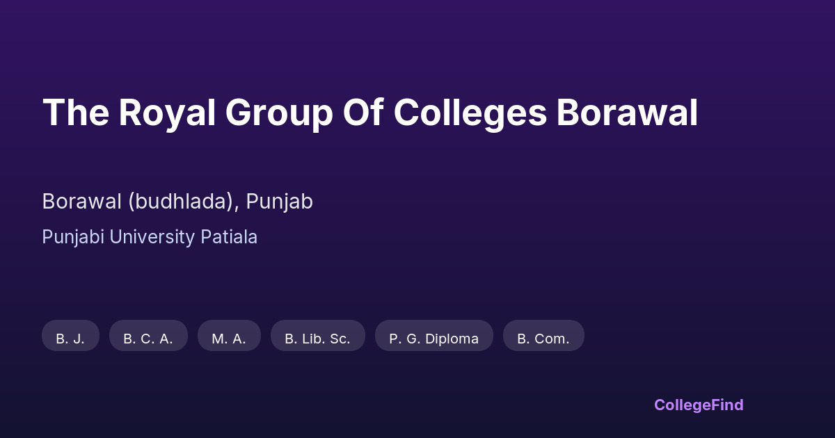 the royal group of colleges borawal