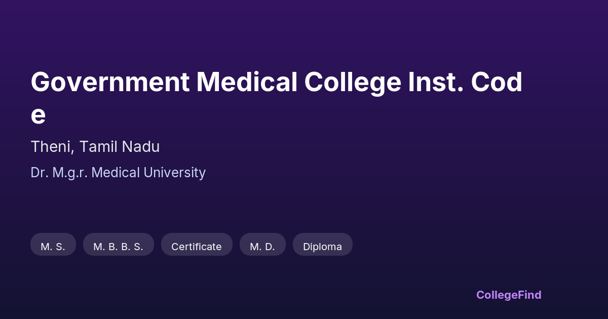 government medical college inst. code