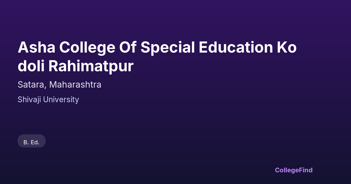 asha college of special education kodoli rahimatpur