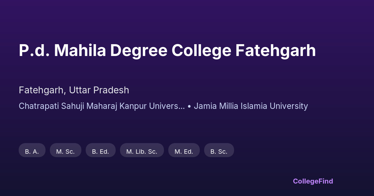 p.d. mahila degree college fatehgarh