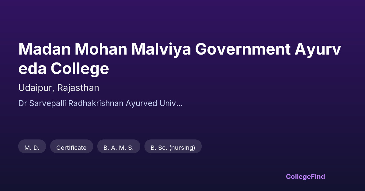 madan mohan malviya government ayurveda college